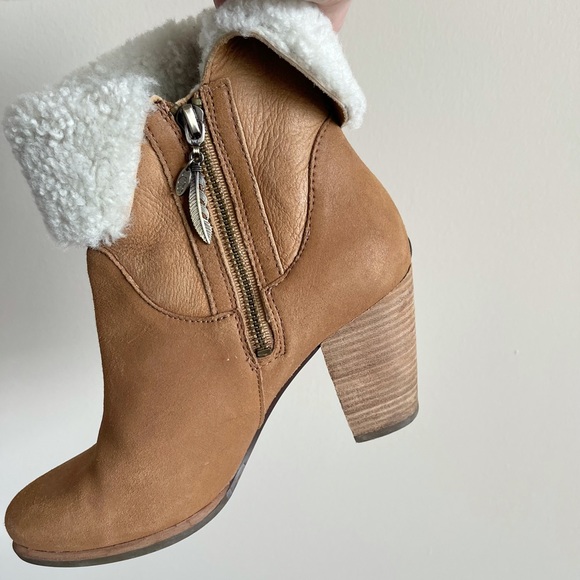 UGG Suade Sherpa Lined Heeled Booties - Picture 2 of 7